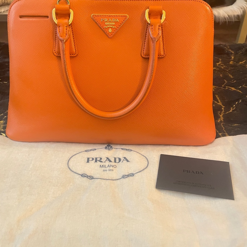 Prada Vibrant Orange Leather Satchel